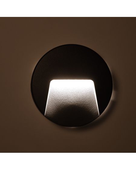 Balise LED Extérieure 3W En Saillie au Mur Ronde Nilsa Noire