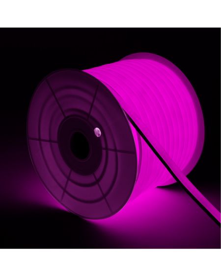 Bobine Gaine Néon LED Flexible Dimmable 7.5W/m 220V AC 120 LED/m 50m Semi-circulaire 180° Rose IP67 Coupe Tous les 100cm
