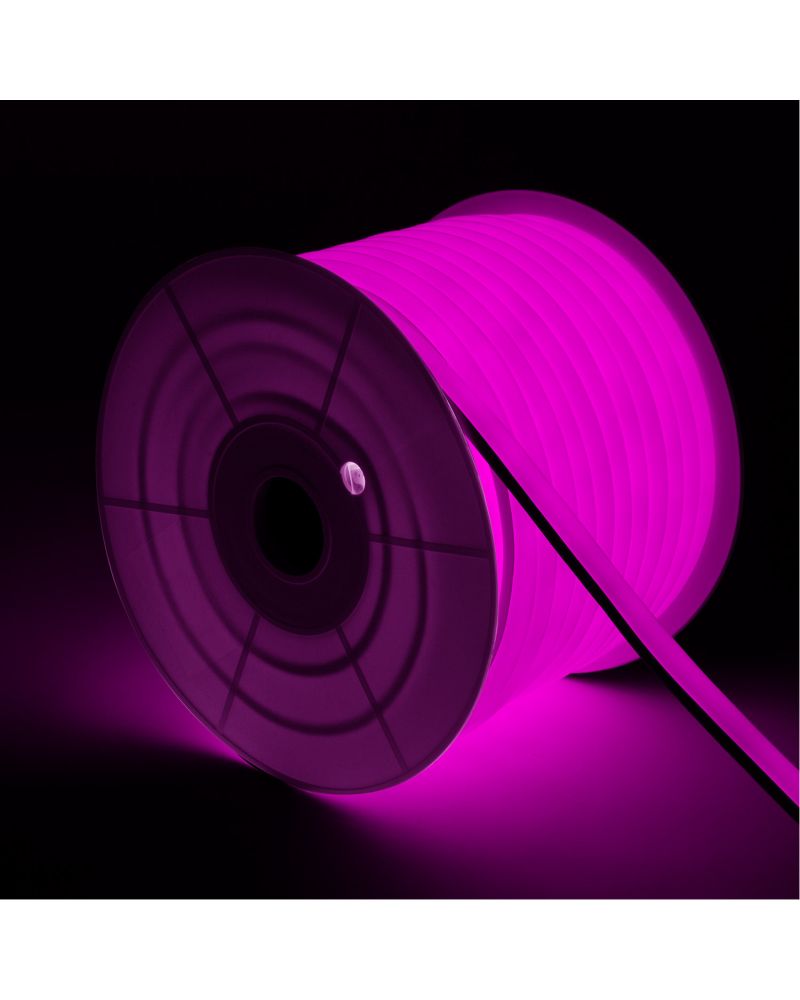Bobine Gaine Néon LED Flexible Dimmable 7.5W/m 220V AC 120 LED/m 50m Semi-circulaire 180° Rose IP67 Coupe Tous les 100cm