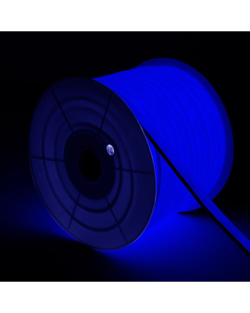 Bobine Gaine Néon LED Flexible Dimmable 7.5W/m 220V AC 120 LED/m 50m Semi-circulaire 180° Bleue IP67 Coupe Tous les 100cm