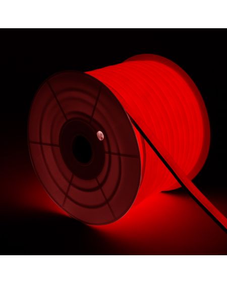 Bobine Gaine Néon LED Flexible Dimmable 7.5W/m 220V AC 120 LED/m 50m Semi-circulaire 180° Rouge IP67 Coupe Tous les 100cm