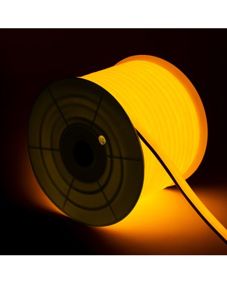 Bobine Gaine Néon LED Flexible Dimmable 7.5W/m 220V AC 120 LED/m 50m Semi-circulaire 180° Jaune IP67 Coupe Tous les 100cm
