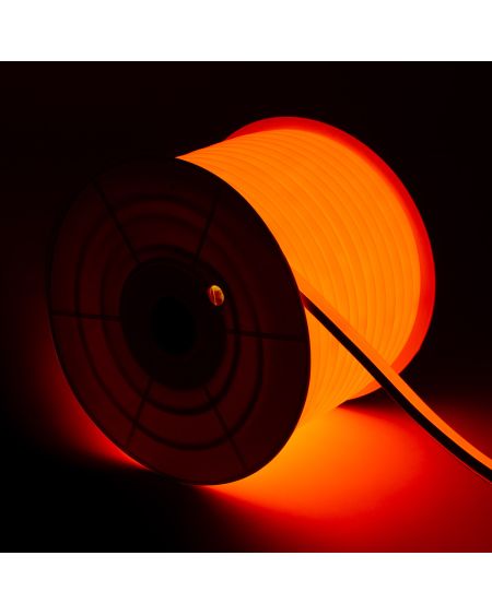 Bobine Gaine Néon LED Flexible Dimmable 7.5W/m 220V AC 120 LED/m 50m Semi-circulaire 180° Orange IP67 Coupe Tous les 100cm
