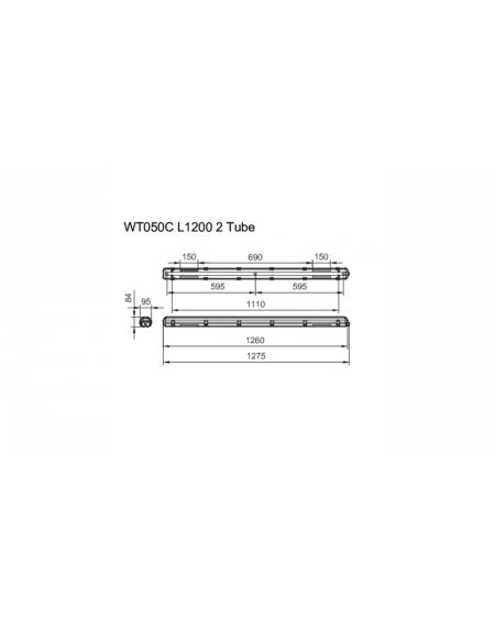 Réglette Étanche IP65  Ledinaire 120cm WT050C pour Deux Tubes LED
