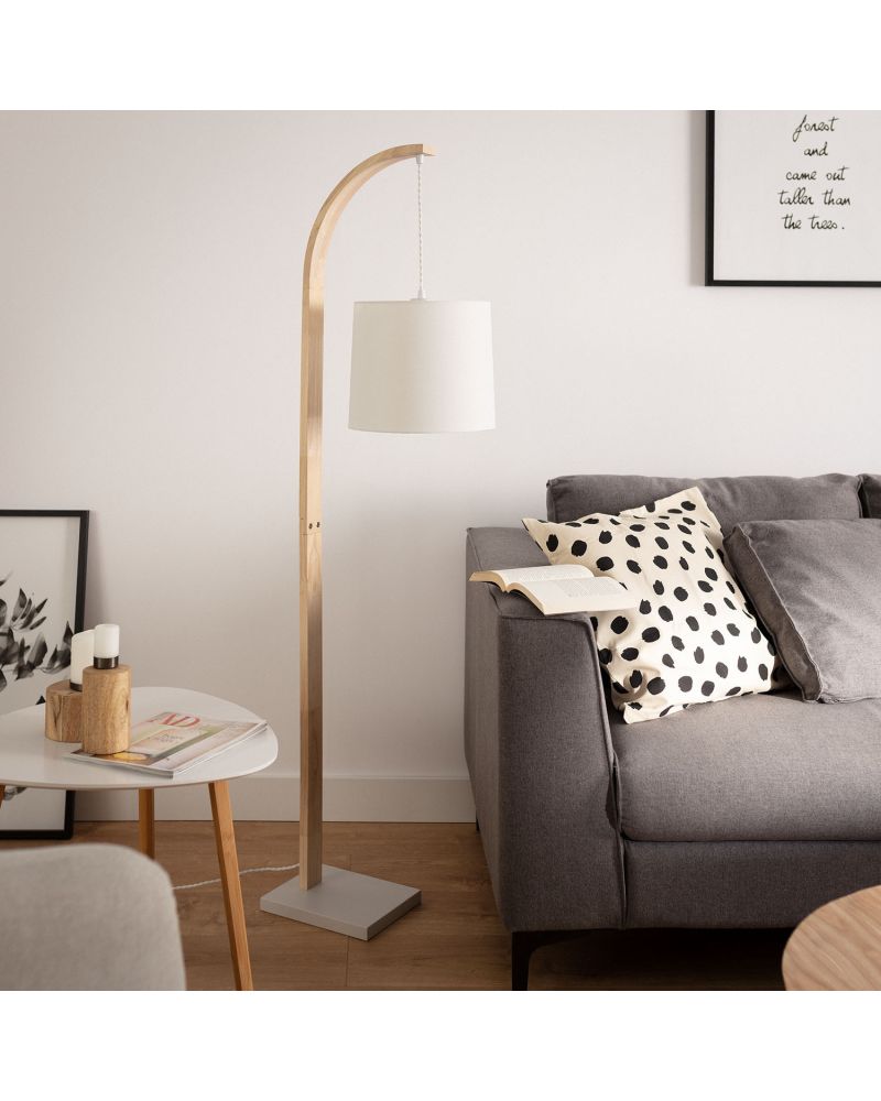 Lampadaire Bois et Textile Haakon