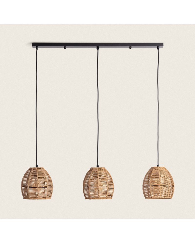 Suspension Papier Tressé Mahali 3 Spots ILUZZIA