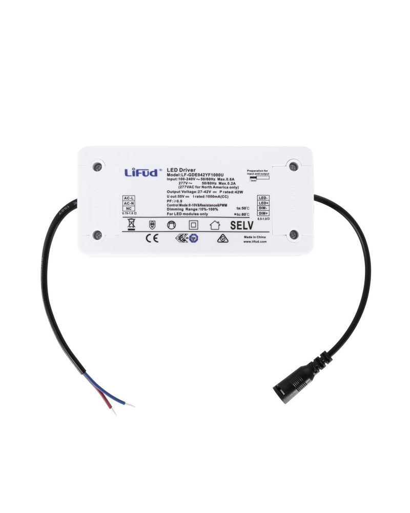 Driver LIFUD Dimmable 1-10V 220-240V Sortie 9-42V DC 1000mA 42W LF-GDE042YF1000U Driver LIFUD Dimmable 1-10V 220-240V Sortie 9-42V DC 1000mA 42W LF-GDE042YF1000U