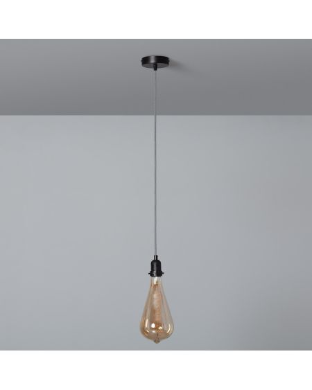 Support à Douille pour Suspension avec Câble Textile Tressé Blanc et Noir