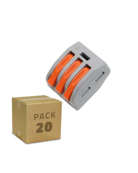 Pack 20 Connecteurs Rapides 3 Entrées PCT-213 pour Câble Électrique de 0.08-4mm²