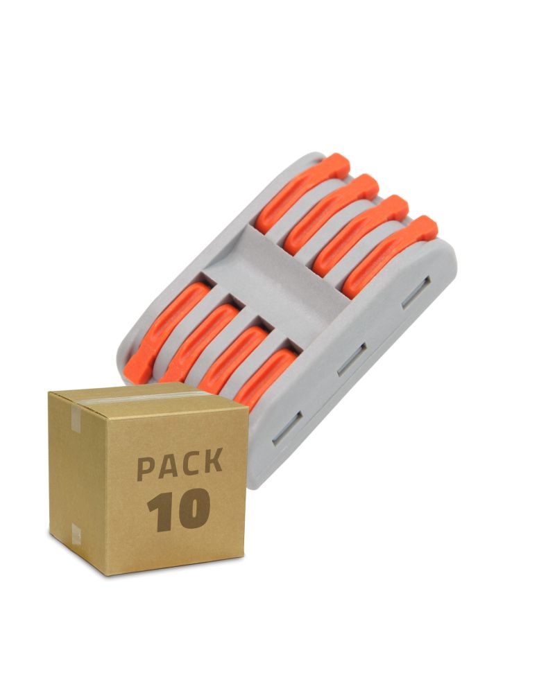 Pack 10 Connecteurs Rapides 4 Entrées et 4 Sorties SPL-4 pour Câble Électrique de 0.08-4mm² Pack 10 Connecteurs Rapides 4 Entrées et 4 Sorties SPL-4 pour Câble Électrique de 0.08-4mm²