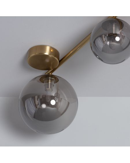Plafonnier Métal et Verre Moonlight Brass 4 Spots