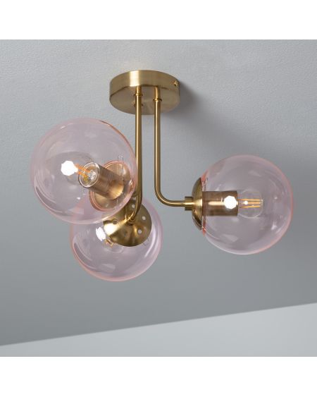 Plafonnier Métal et Verre Moonlight Brass 3 Spots