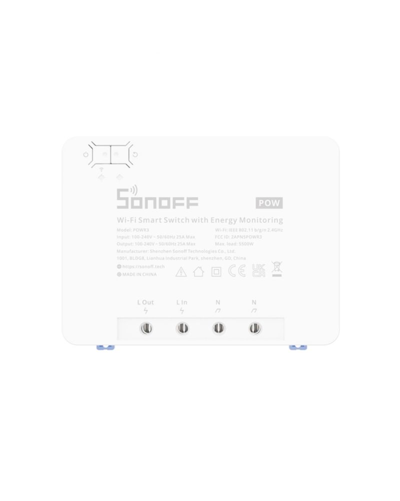 Interrupteur WiFi Compteur d'Énergie SONOFF POWR3 25A Interrupteur WiFi Compteur d'Énergie SONOFF POWR3 25A