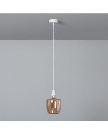Support à Douille pour Suspension avec Câble Textile Tressé Blanc