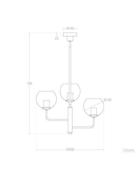 Suspension en métal et verre Tribubble