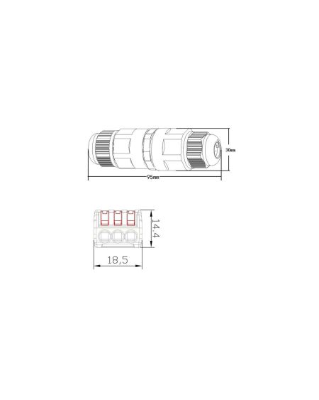 Connecteur de Câble Étanche 3 Contacts Type T avec Connecteur Rapide 0.5mm²- 2.5mm² IP68