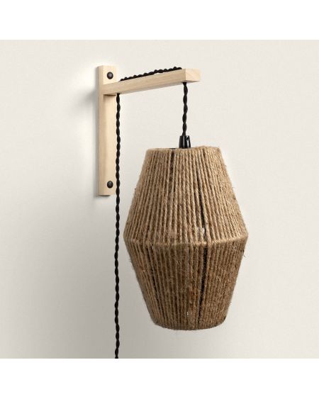 Lampe Murale Bois et Corde Ikal