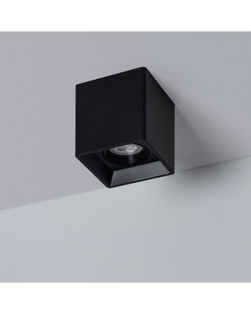 Plafonnier Space Carré Noir avec Ampoule GU10 Plafonnier Space Carré Noir avec Ampoule GU10