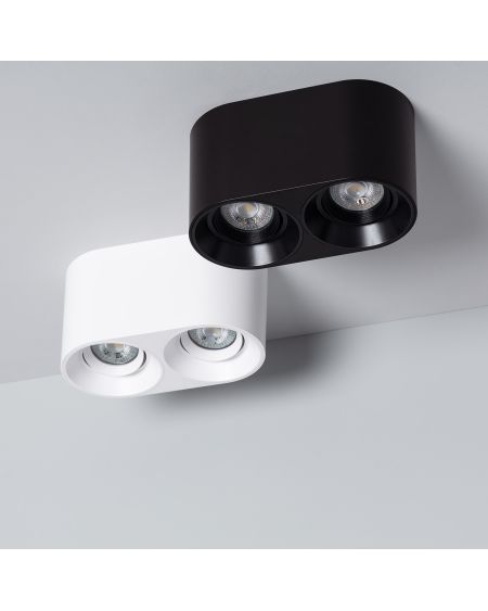 Plafonnier Space Double Noir avec Ampoule GU10