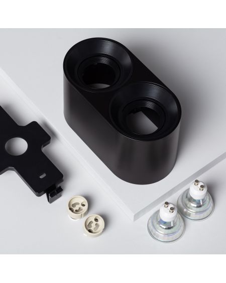 Plafonnier Space Double Noir avec Ampoule GU10
