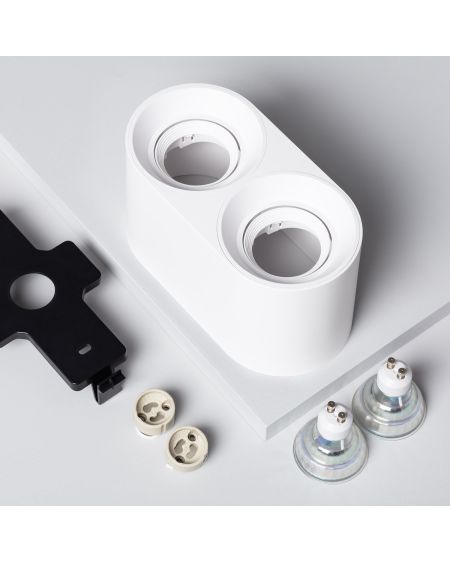 Plafonnier Space Double Blanc avec Ampoule GU10