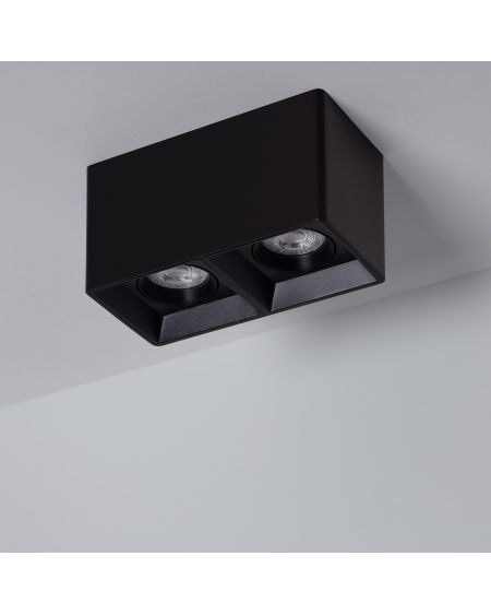 Plafonnier Space Carré Double Noir avec Ampoule GU10
