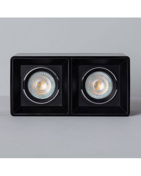 Plafonnier Space Carré Double Noir avec Ampoule GU10