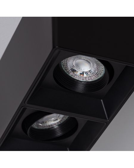 Plafonnier Space Carré Double Noir avec Ampoule GU10