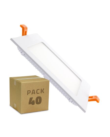 Boîte de 40 Dalles LED 12W Carrée Extra-Plate Blanc Froid Coupe 155x155mm