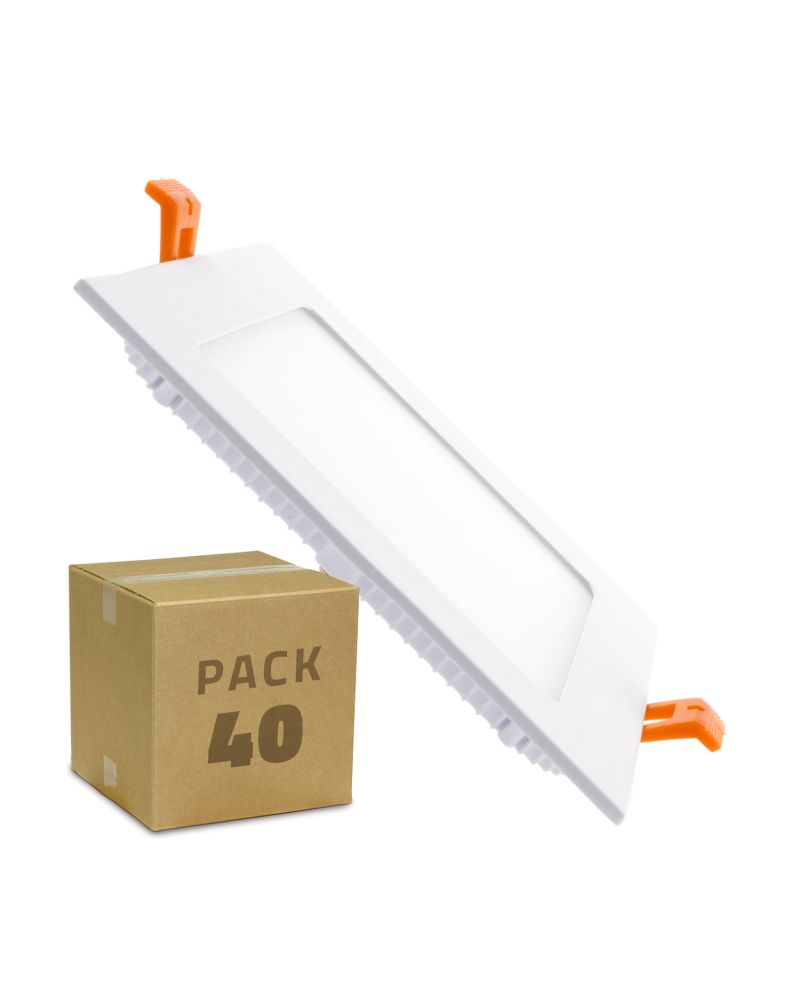 Boîte de 40 Dalles LED 12W Carrée Extra-Plate Blanc Froid Coupe 155x155mm