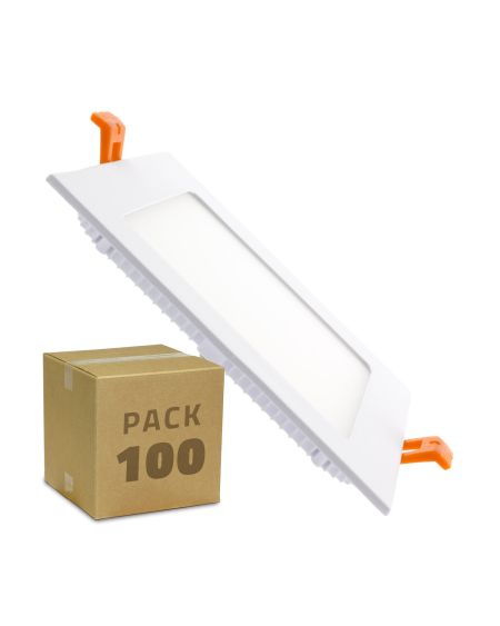 Boîte de 100 Dalles LED 12W Carrée Extra-Plate Blanc Neutre Coupe 155x155mm