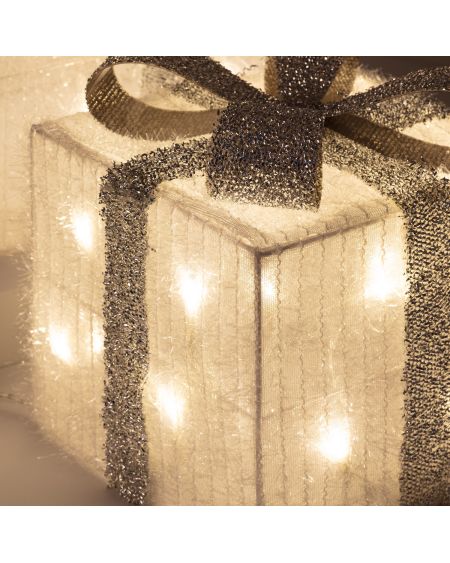 Pack de 3 Boîtes Cadeaux de Noël LED Ribbon