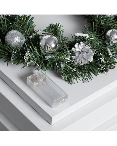 Couronne de Noël LED Décorative Argentée Karuna à Piles