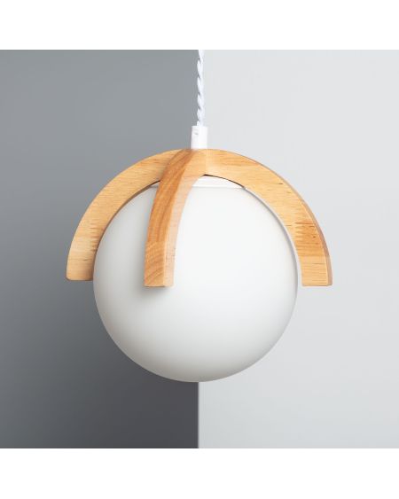 Suspension Bois et Verre Platon