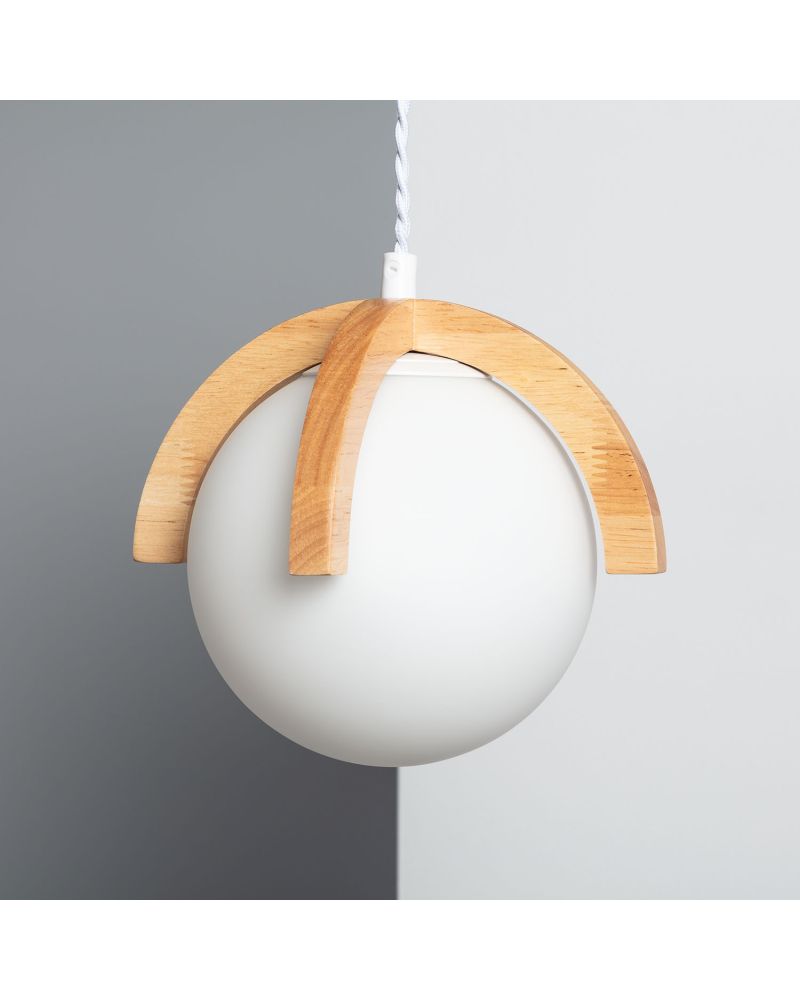 Suspension Bois et Verre Platon