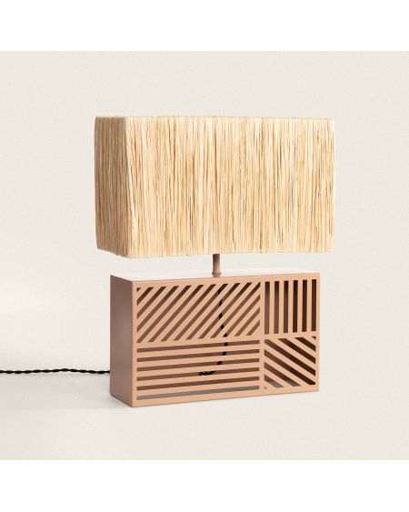 Lampe à Poser Métal et Raphia Cartago