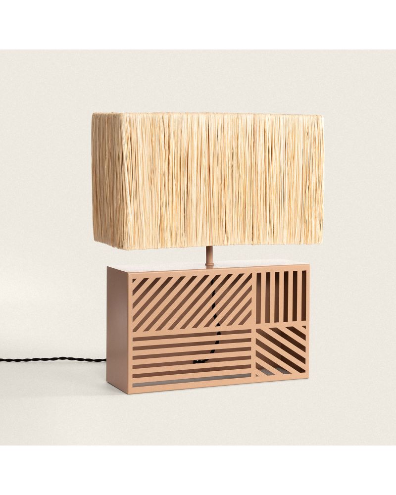 Lampe à Poser Métal et Raphia Cartago