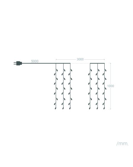 Rideau de Guirlande LED 3m Short Noir