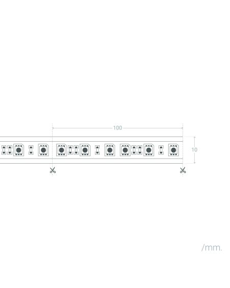 Ruban LED 24V DC 60LED/m RGB 2m IP65 Largeur 10mm Coupe tous les 10cm
