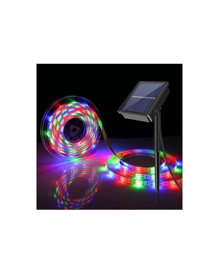Ruban LED Extérieur Solaire RGB 3V DC 30LED/m 5m IP65 Largeur 8mm coupe tous les 3cms