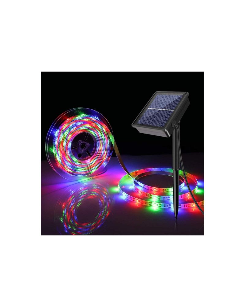 Ruban LED Extérieur Solaire RGB 3V DC 30LED/m 5m IP65 Largeur 8mm coupe tous les 3cms
