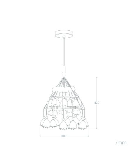Suspension Bois et Coton Pompon Cuzco