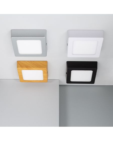 Plafonnier LED 6W Carré Aluminium 105x105 mm Slim CCT Sélectionnable Galán SwitchDimm