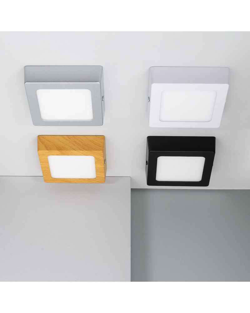 Plafonnier LED 6W Carré Aluminium 105x105 mm Slim CCT Sélectionnable Galán SwitchDimm