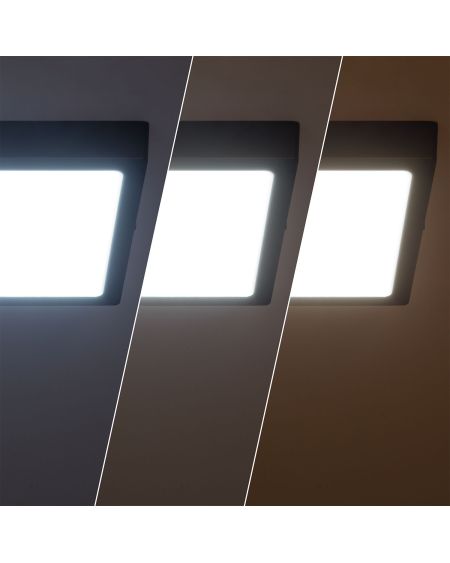 Plafonnier LED 18W Carré Aluminium 210x210 mm Slim CCT Sélectionnable Galán SwitchDimm