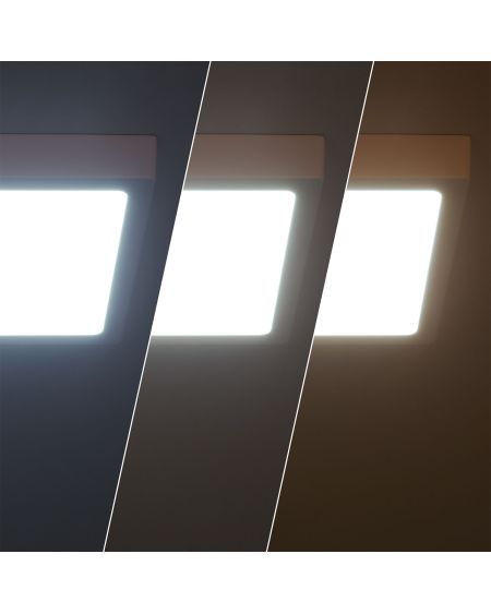 Plafonnier LED 18W Carré Aluminium 210x210 mm Slim CCT Sélectionnable Galán SwitchDimm