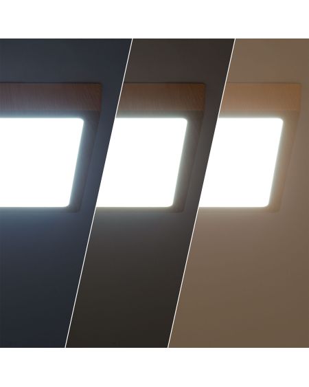 Plafonnier LED 18W Carré Aluminium 210x210 mm Slim CCT Sélectionnable Galán SwitchDimm