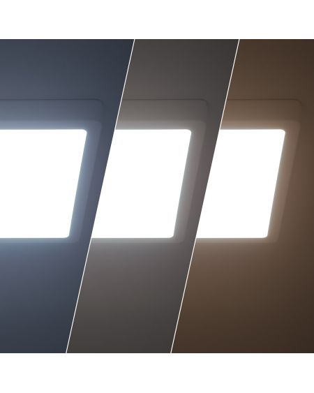 Plafonnier LED Carré Aluminium Slim 24W CCT Sélectionnable Galán 280x280 mm SwitchDimm