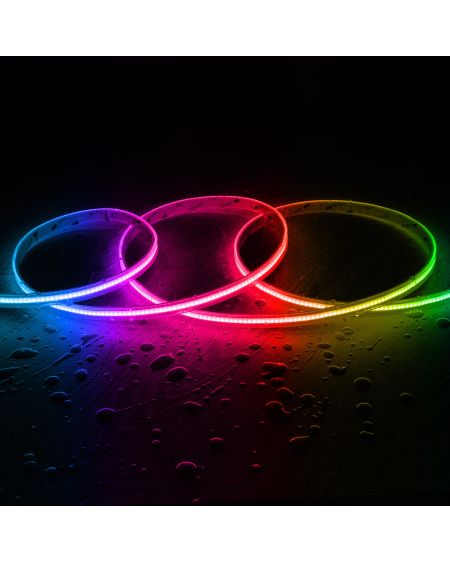 Ruban LED COB 24V DC 256LED/m RGB 5m IP65 CRI90 Largeur 10mm Coupe Tous les 3cm