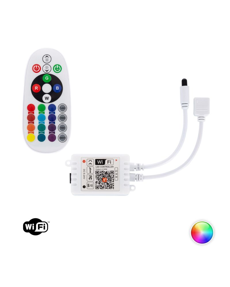 Contrôleur variateur WiFi Ruban LED RGB 12/24V DC avec Télécommande IR Contrôleur variateur WiFi Ruban LED RGB 12/24V DC avec Télécommande IR